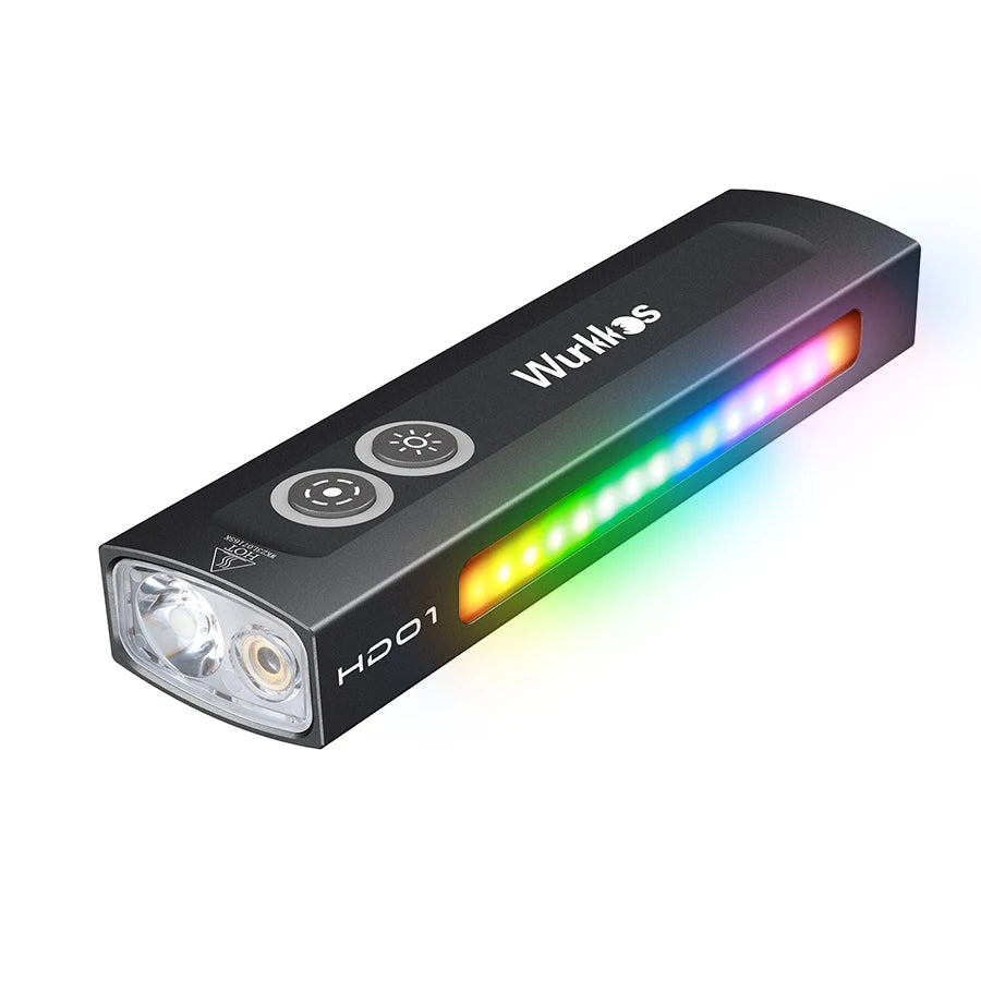 Wurkkos NEW HD01 Multifunctional Flashlight 1200 LM with Green Light White Light 90CRI Side RGB Lights IP65 Waterproof Hiking