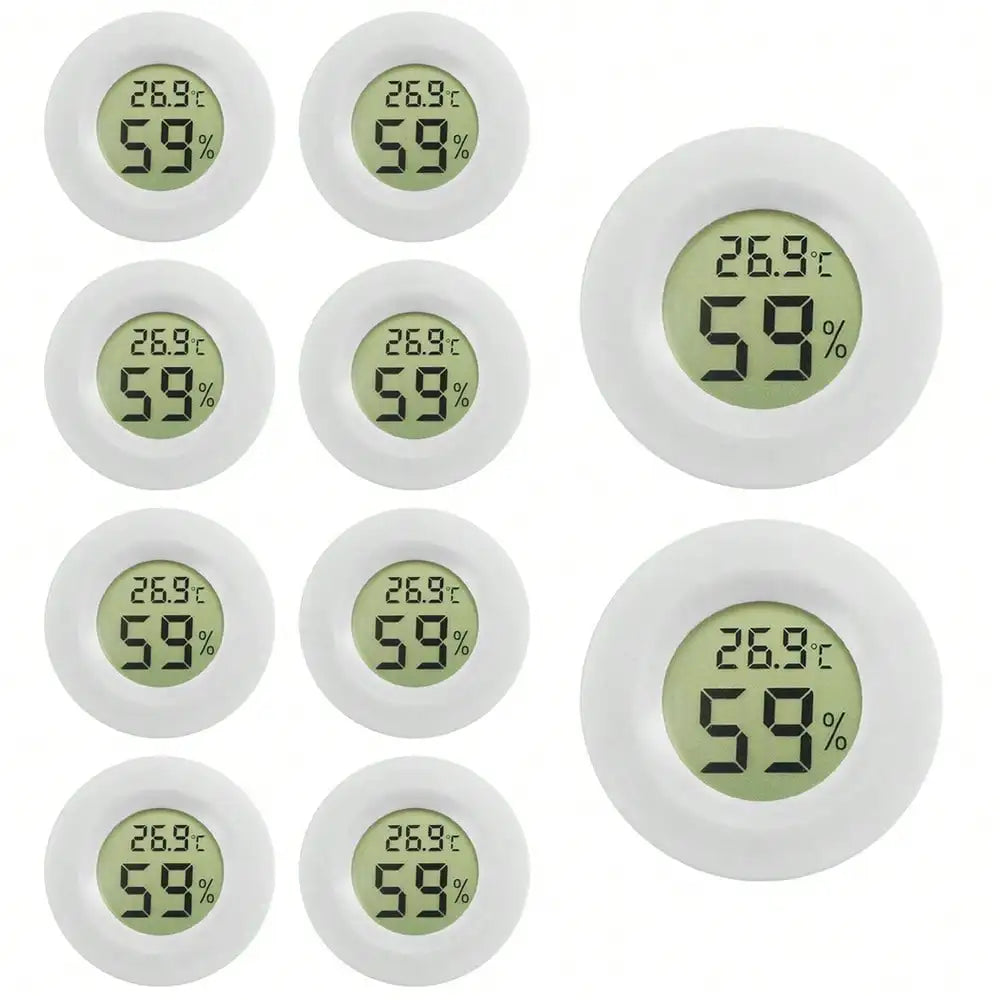5/10Pcs Hygrometer Thermometer Digital Humidity Meter Indoor/Outdoor Humidity Monitor Reptile Thermo-Hygrometer For Greenhouse Humidors Terrarium Jars, Fahrenheit (℉) /Celsius(℃)