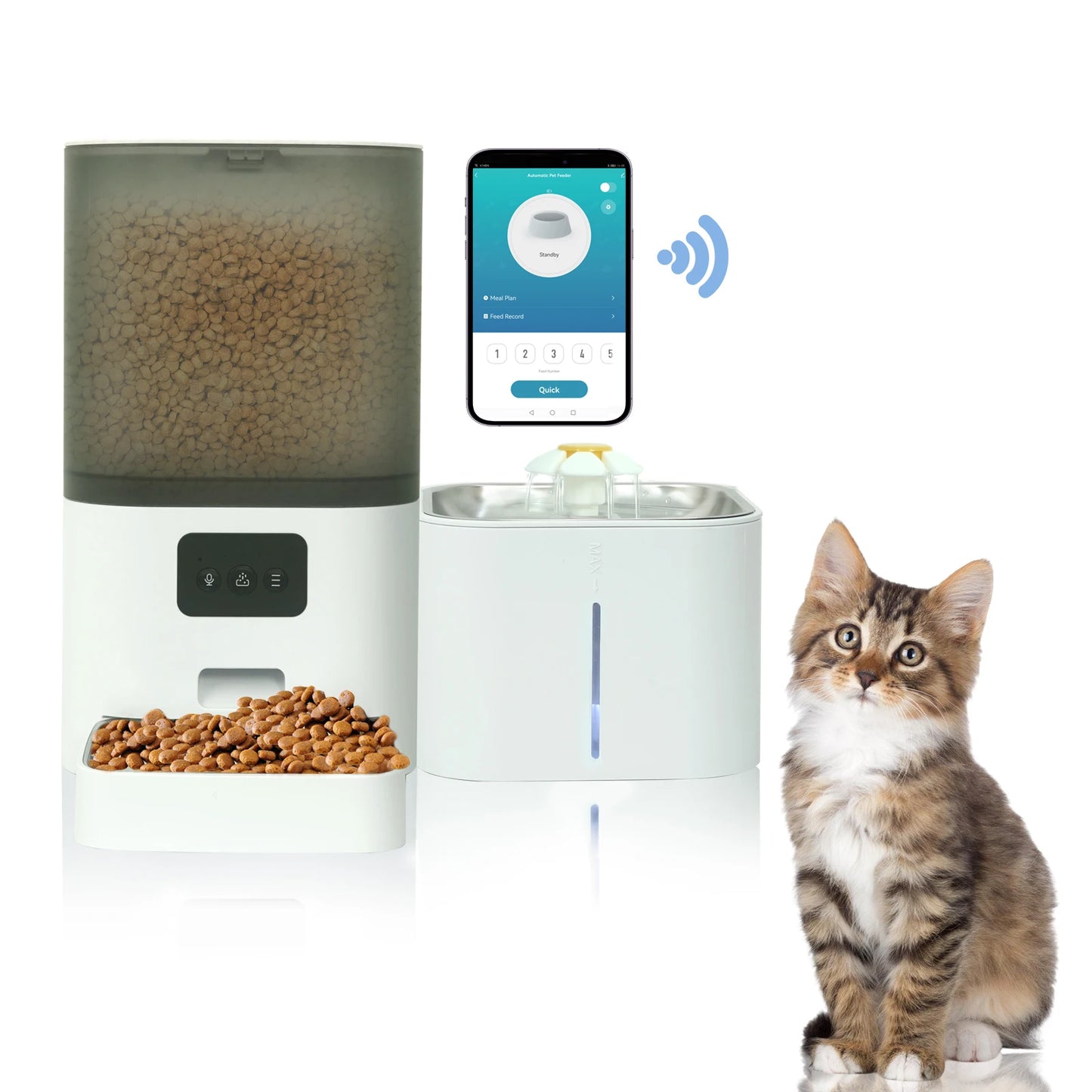 DOEL 2-in-1 Smart Cat Feeder 6L Dry Feeder & 2.5L Cat Water Fountain w/ App Control Timed Feeding For Small Dogs Food Dispenser