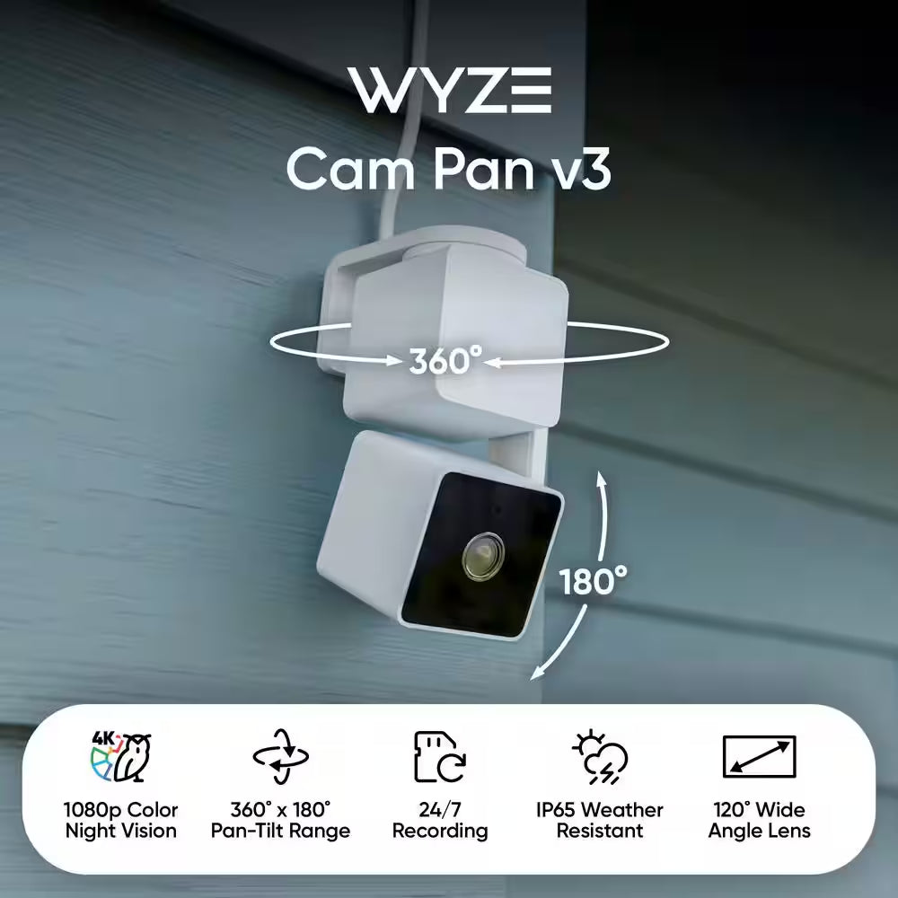 Pan V3 Wired Indoor/Outdoor 1080P HD Home Security Camera with Privacy Mode