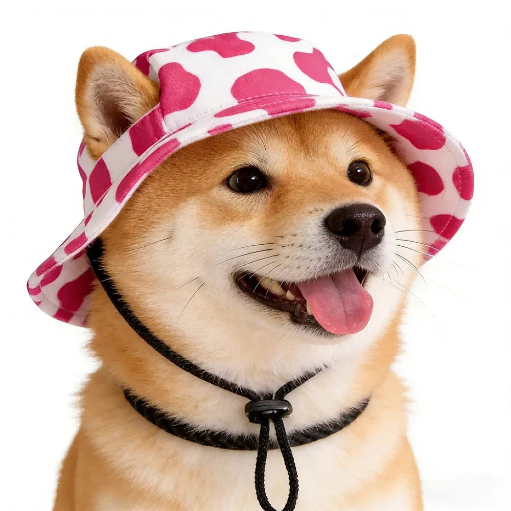 Summer Cat Dog Sunscreen Hat with Printed Checkered Pet Fisherman Hat Suitable for Cats Small Medium-sized Dogs Outdoor Supplies