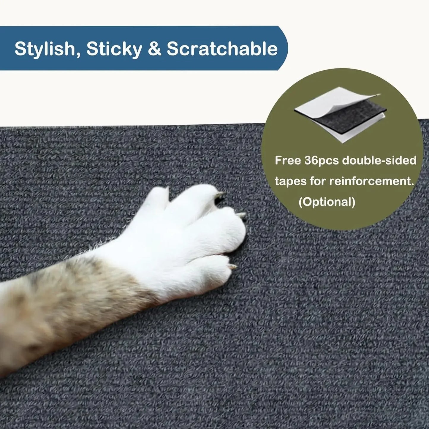 Self-Adhesive Cat Scratching Mat Trimmable Cat Carpet Cat Scratching Carpet Corner Wall Cat DIY Scratch Sofa Furniture Protector