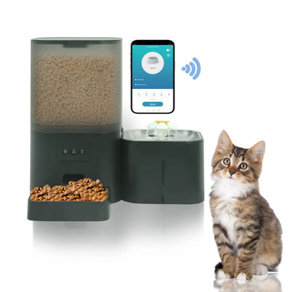 DOEL 2-in-1 Smart Cat Feeder 6L Dry Feeder & 2.5L Cat Water Fountain w/ App Control Timed Feeding For Small Dogs Food Dispenser