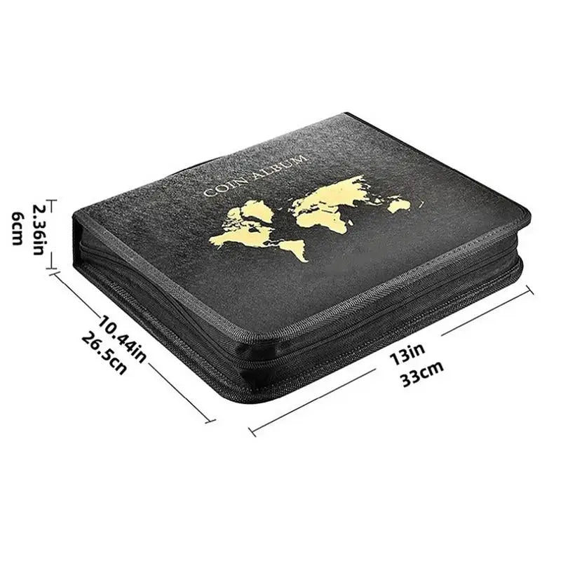 Portable Coin Collection Set 200 Coin 30 Paper Money Panels PVC Transparent Philatelic Book Album With Zipper Protection