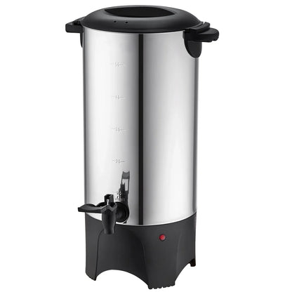 SucceBuy 50 Cups Commercial Coffee Urn Stainless Steel Large Coffee Dispenser 1000W Electric Coffee Maker Urn For Quick Brewing