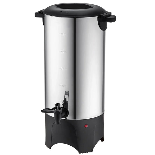 SucceBuy 50 Cups Commercial Coffee Urn Stainless Steel Large Coffee Dispenser 1000W Electric Coffee Maker Urn For Quick Brewing