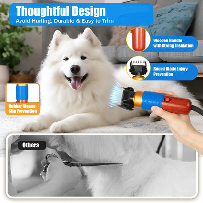 36W Professional Dog Clipper Cat Hair Trimmer Pet Grooming Kit Adjustable Clipper Comb & Detachable Blades Trimmer