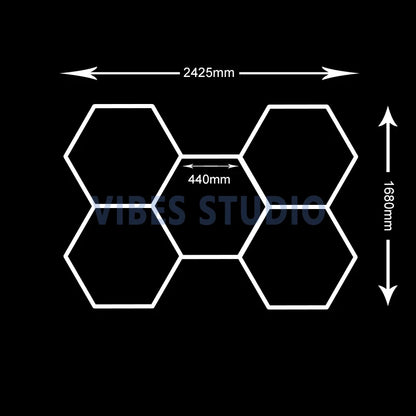 Hexagon LED Garage Light 6500K Honeycomb Ceiling LED Tube Lighting for Car Detailing Shop Light for Barbershop Gym Car Wash Room
