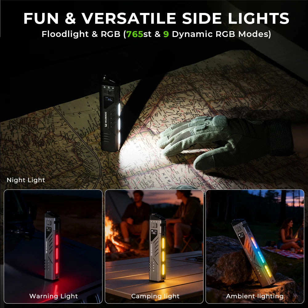 Wurkkos TD11 Rechargeable Tactical Flashlight Portable Digital Display USB-C 3000Lm IPX6 Waterproof Tail Switch For Campi