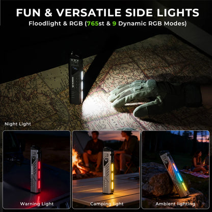 Wurkkos TD11 Rechargeable Tactical Flashlight Portable Digital Display USB-C 3000Lm IPX6 Waterproof Tail Switch For Campi