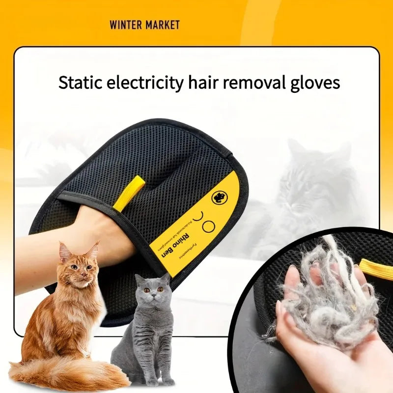 Large Size Pet Hair Removal Gloves, Static Cat Grooming Gloves, Polypropylene Fur Dander Remover for Dogs Cats