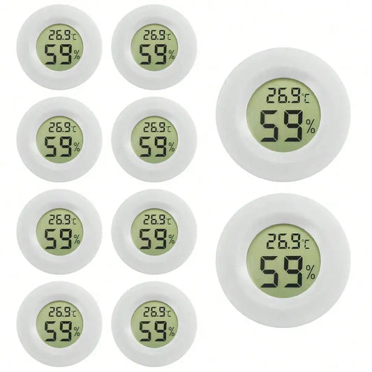 5/10Pcs Hygrometer Thermometer Digital Humidity Meter Indoor/Outdoor Humidity Monitor Reptile Thermo-Hygrometer For Greenhouse Humidors Terrarium Jars, Fahrenheit (℉) /Celsius(℃)
