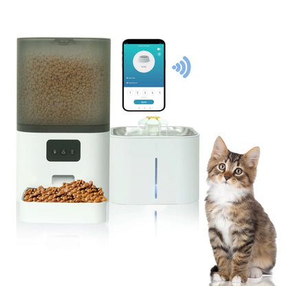DOEL 2-in-1 Smart Cat Feeder 6L Dry Feeder & 2.5L Cat Water Fountain w/ App Control Timed Feeding For Small Dogs Food Dispenser