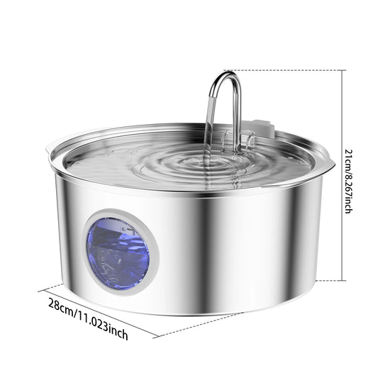 7L/236oz Large Capacity Pet Water Fountain 304 Stainless Steel Cat Water Fountain Ultra Quiet Pet Water Dispenser for Cats Dogs Automatic Drinking Bowl with Filter 24/7 Fresh Filtered Water Bowl for Indoor Cats & Dogs with Wi