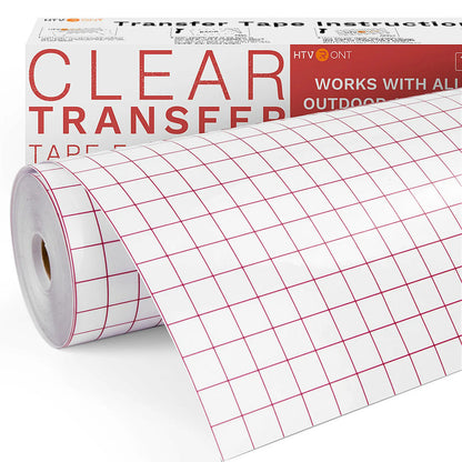 HTVRONT Clear Vinyl Transfer Paper Tape Roll-12 X 50 FT W/Alignment Grid Application Tape for Adhesive Vinyl for Decals