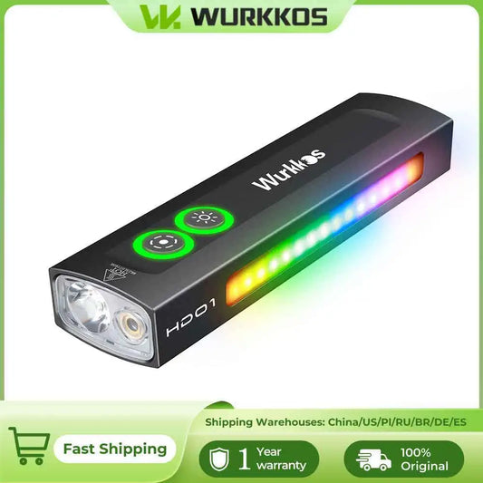 Wurkkos NEW HD01 Multifunctional Flashlight 1200 LM with Green Light White Light 90CRI Side RGB Lights IP65 Waterproof Hiking
