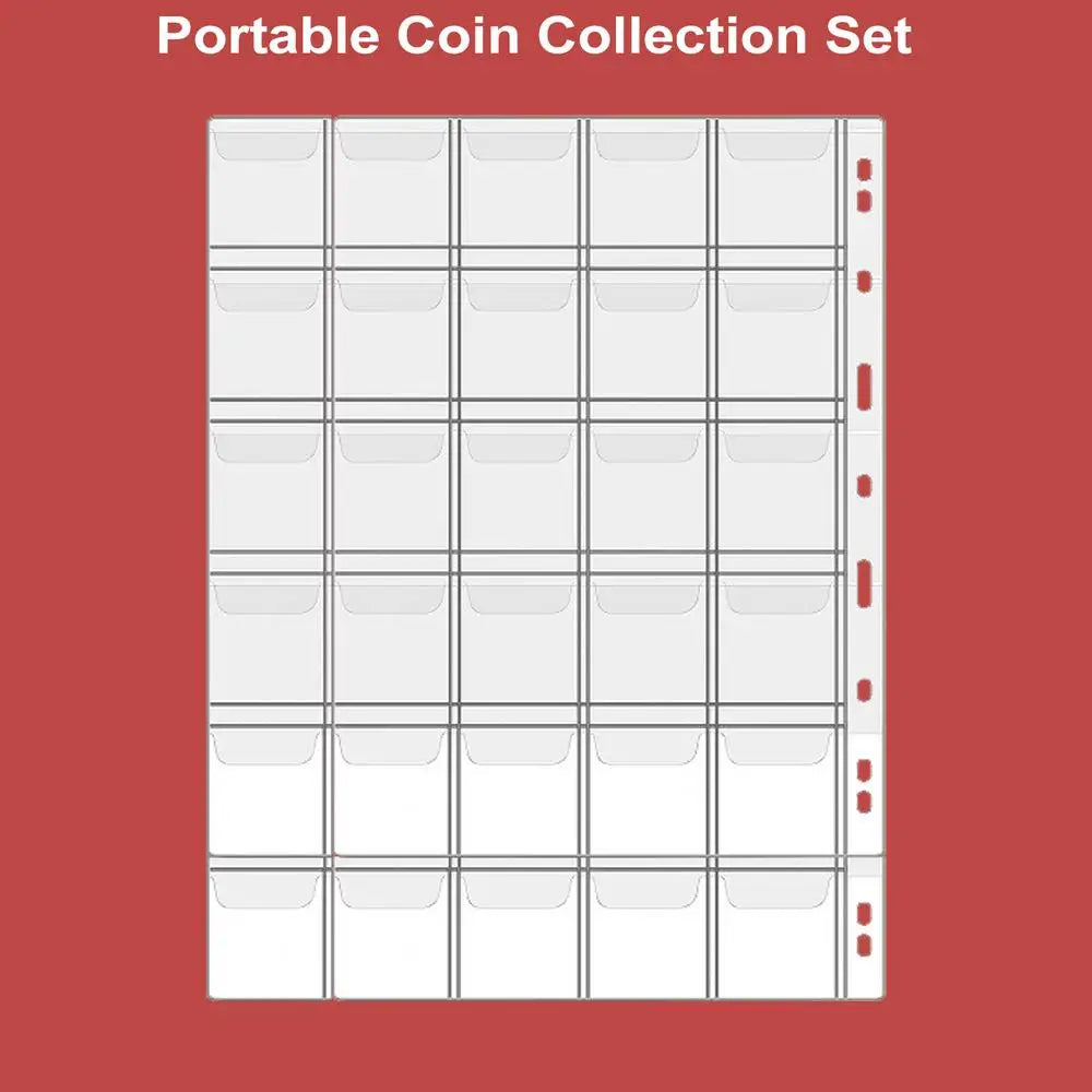 Portable Coin Collection Set 200 Coin 30 Paper Money Panels PVC Transparent Philatelic Book Album With Zipper Protection