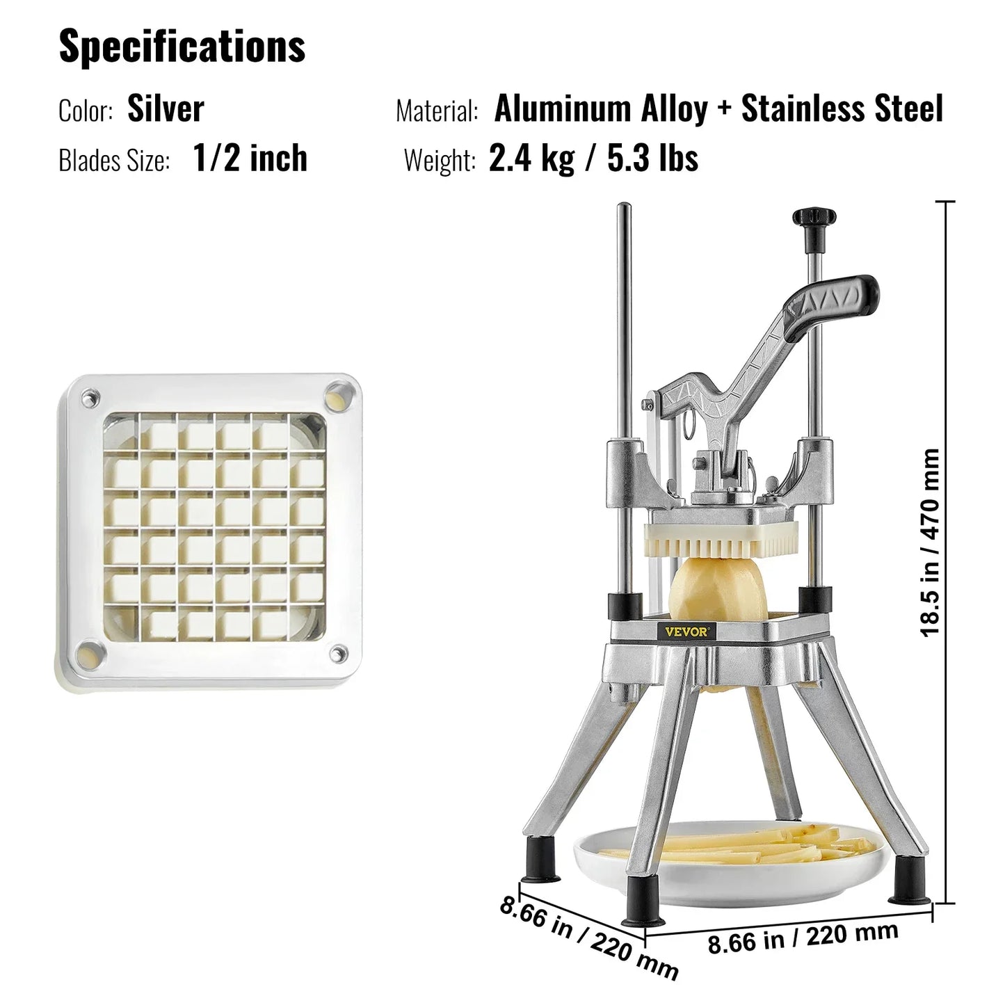 SucceBuy Commercial Vegetable Fruit Heavy Duty Professional Food Dicer Kattex French Fry Cutter Onion Slicer Stainless Steel