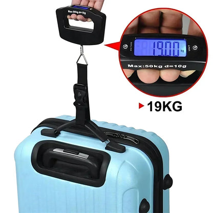 50kg/110lb Portable Scale LCD Digital Luggage Suitcase Scale Handled Travel Baggage Bag Fish Weighting Hook Hanging Scales