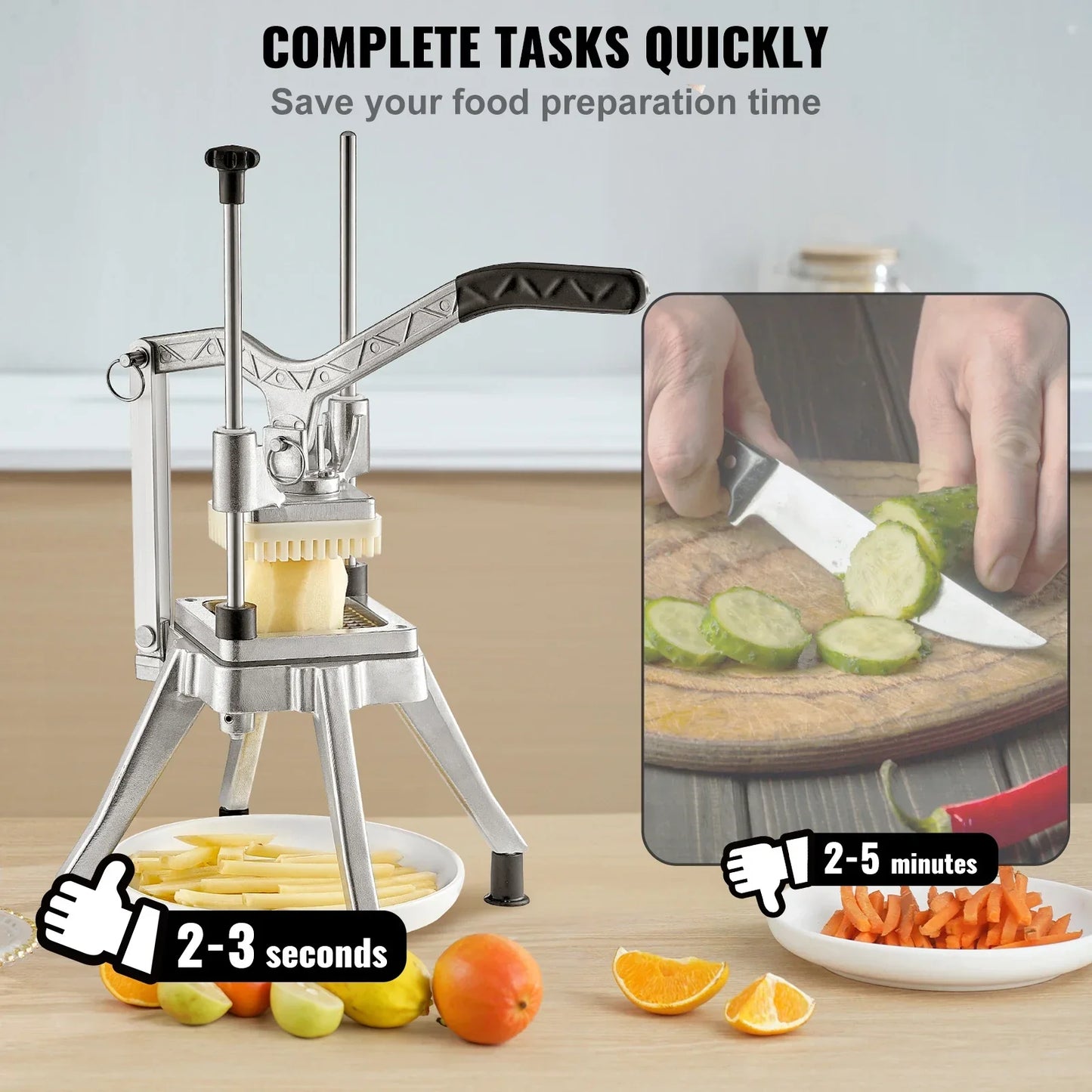 SucceBuy Commercial Vegetable Fruit Heavy Duty Professional Food Dicer Kattex French Fry Cutter Onion Slicer Stainless Steel